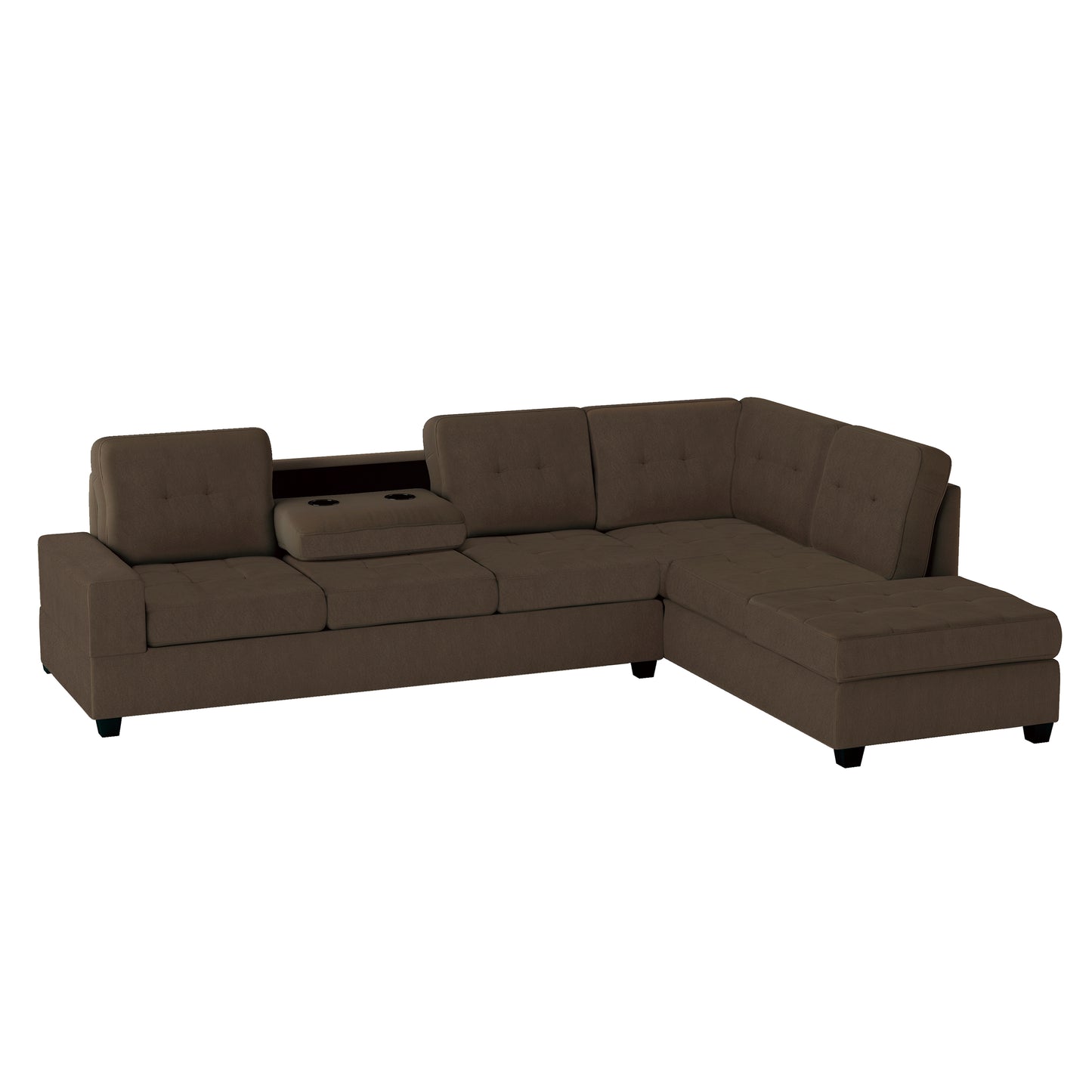 2-Piece Reversible Sectional with Drop-Down Cup Holders