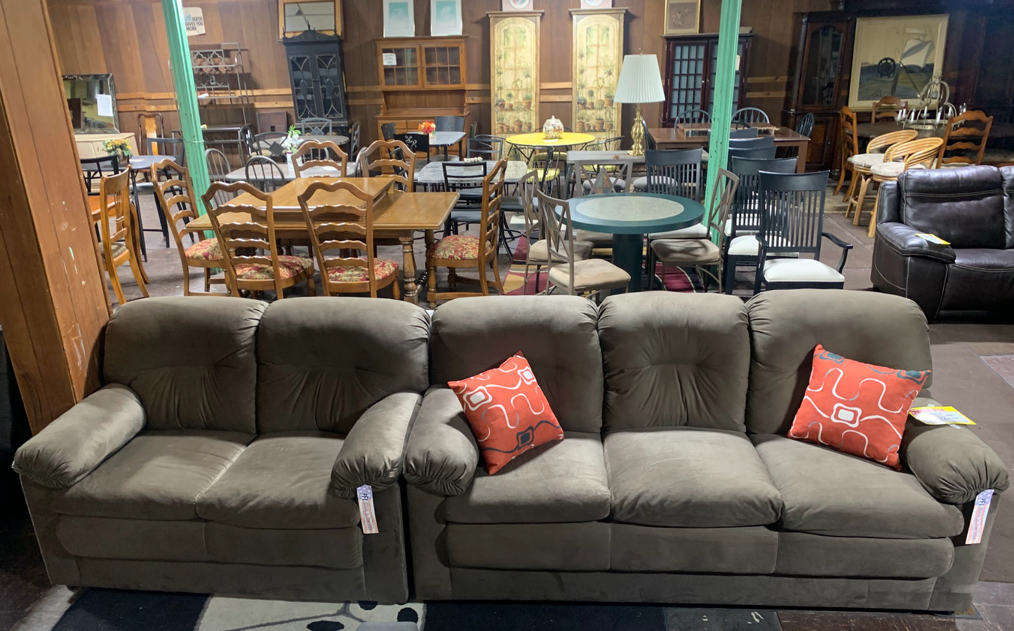 Brown Microfiber Sofa and Loveseat Set