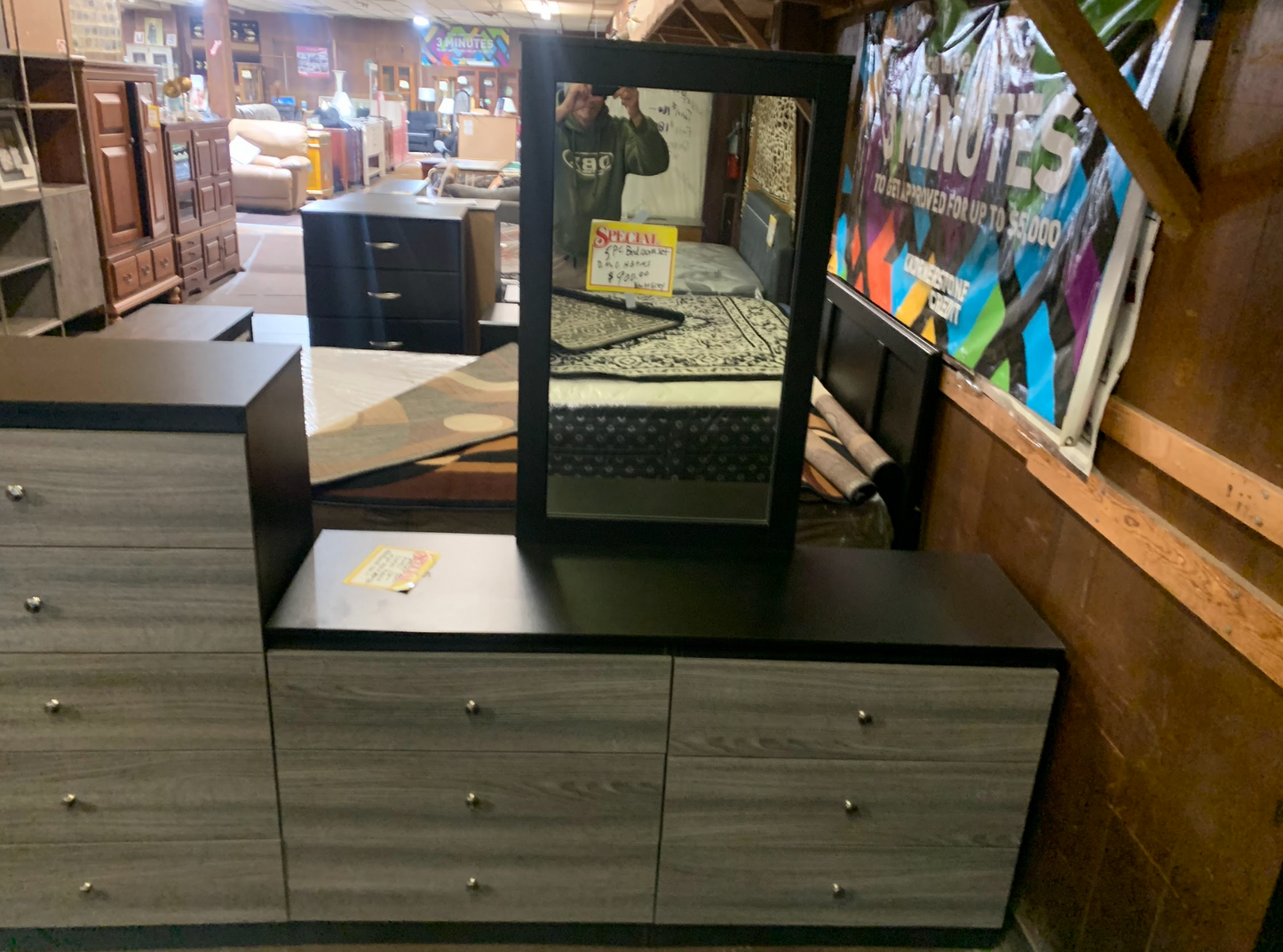 5-Piece Black and Grey Bedroom Set