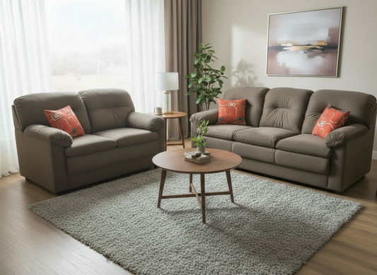 Brown Microfiber Sofa and Loveseat Set