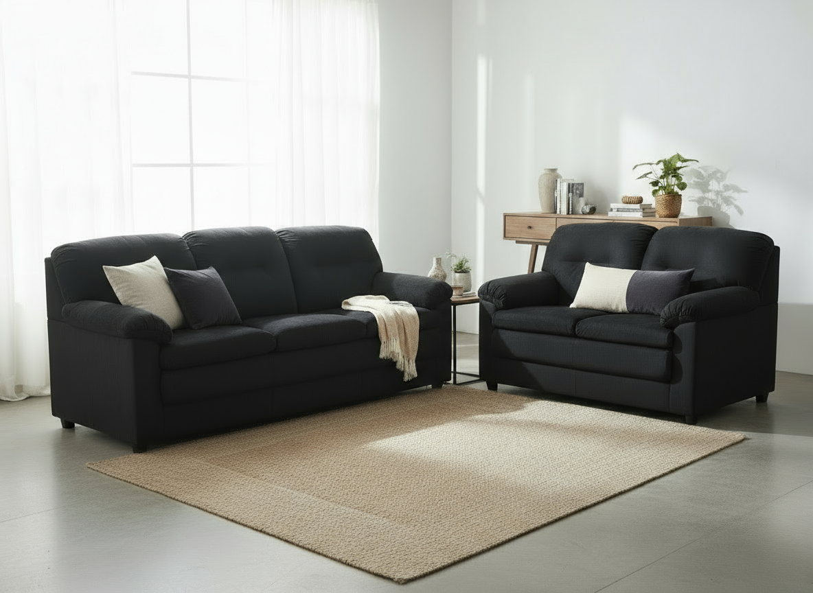 Black Microfiber Sofa and Loveseat