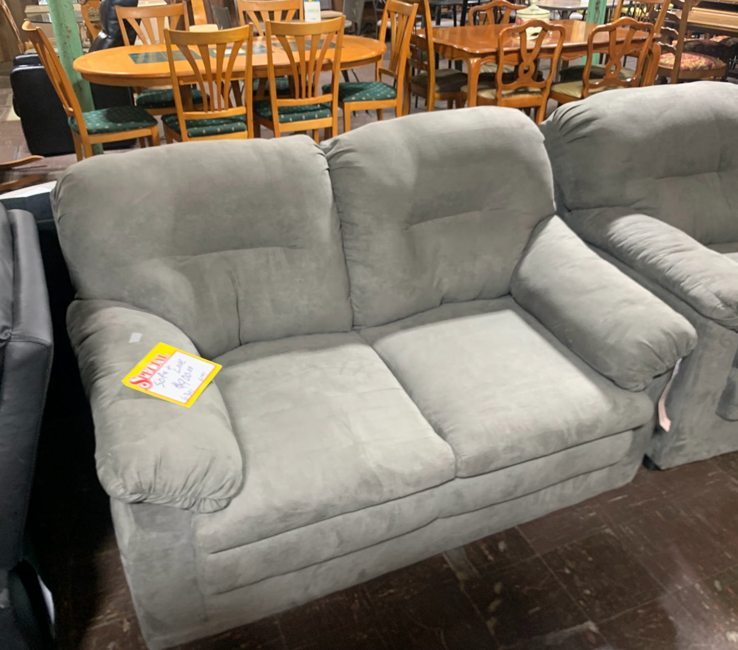 Grey Microfiber Sofa and Loveseat Set